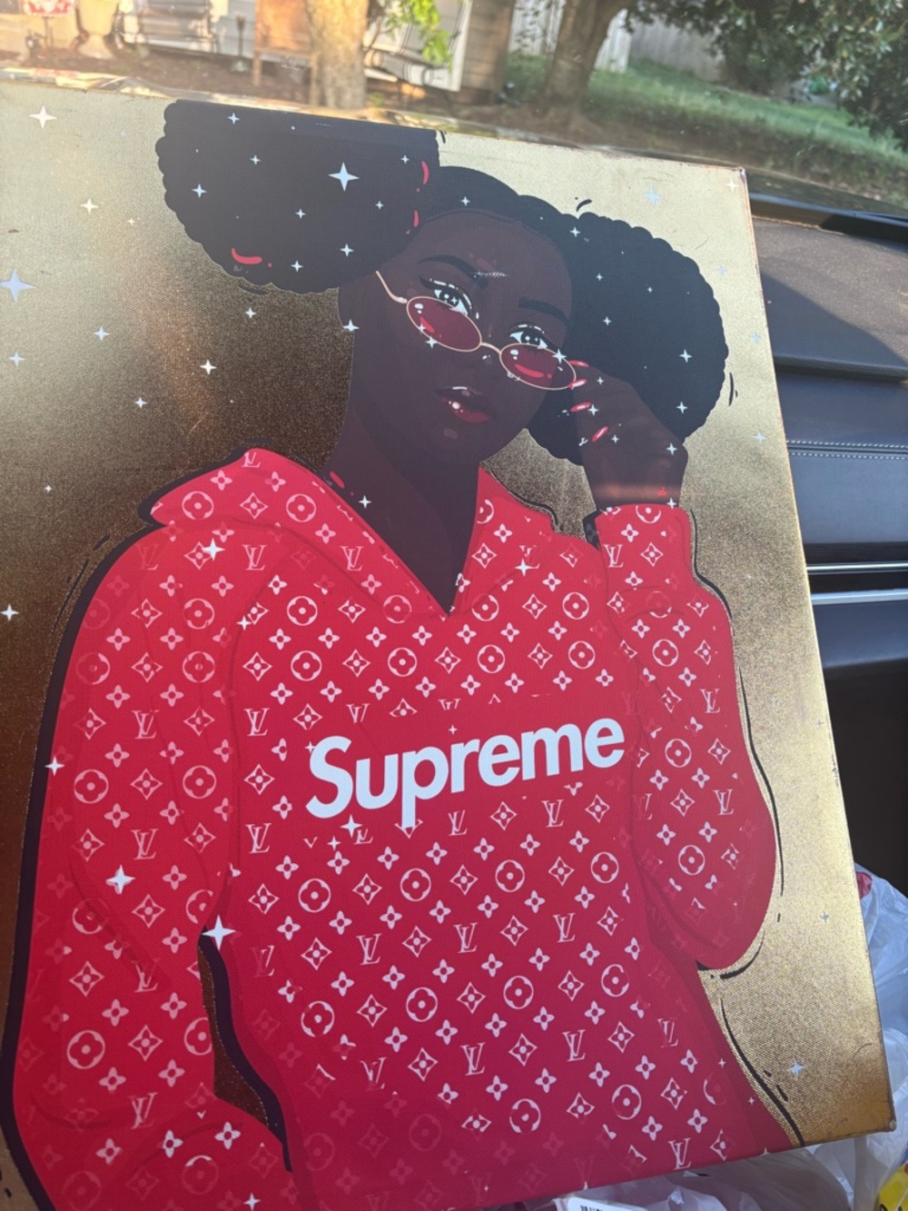 Supreme x Louis Vuitton Red Logo Hoodie Art Print ( shows all 4 corners)